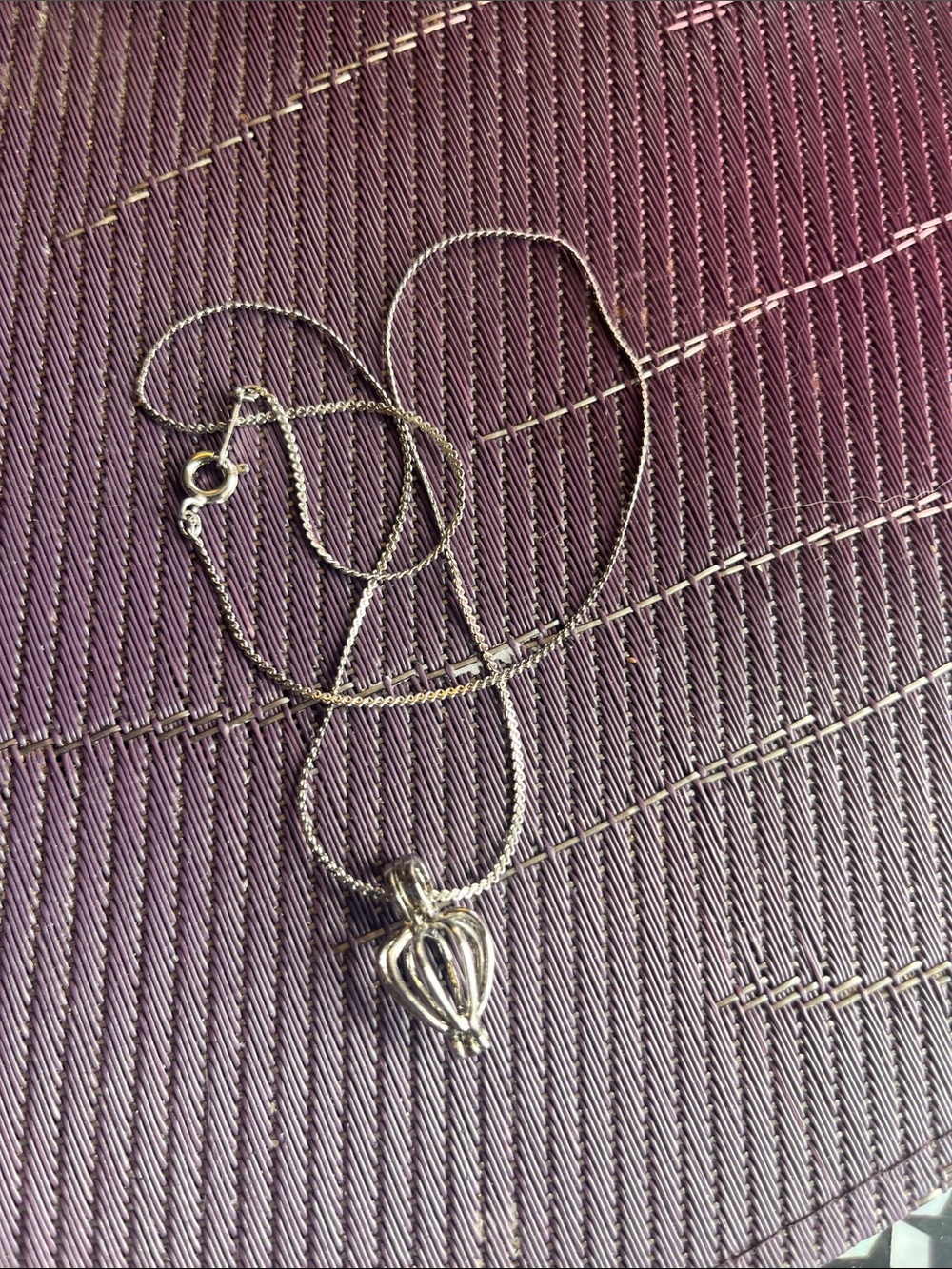 Sterling Silver Heart Cage Pendant Necklace - Silver